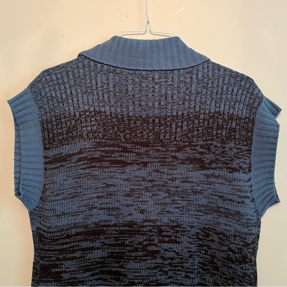 Women’s Blue & Black Long Knit Sweater Vest~Size L~Soft Acrylic - Picture 5 of 7